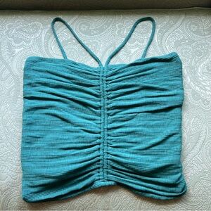 Anthropologie Green Pilcro Ruched Ribbed Halter Size XL